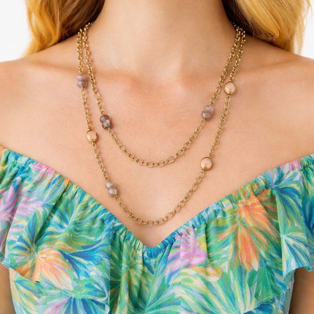 4/$20 - Gold Tone Multi Strand Beaded Necklace (BR1212/4)